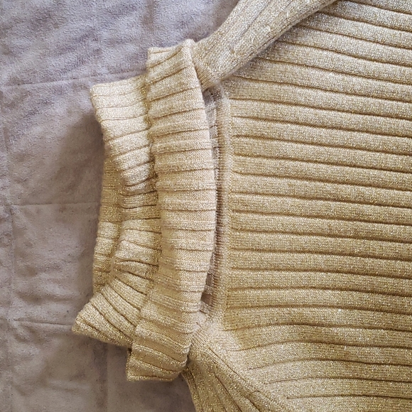 INC. Gold Bodycon Sparkly Turtleneck Long Sleeve Sweater - Picture 8 of 8